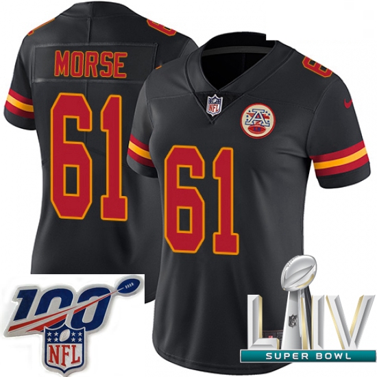 2020 Super Bowl LIV Women Nike Kansas City Chiefs #61 Mitch Morse Limited Black Rush Vapor Untouchab