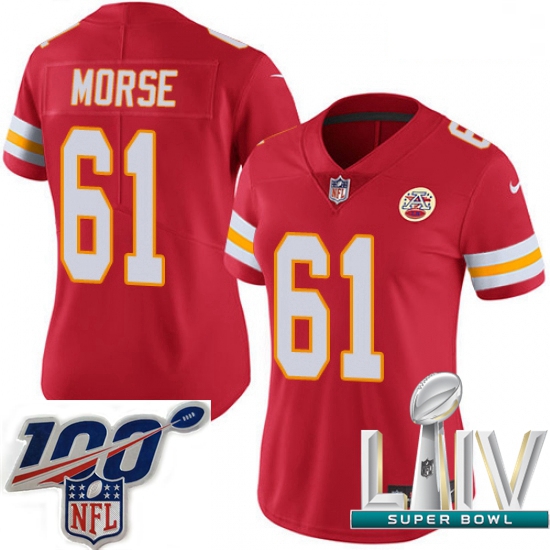 2020 Super Bowl LIV Women Nike Kansas City Chiefs #61 Mitch Morse Red Team Color Vapor Untouchable L