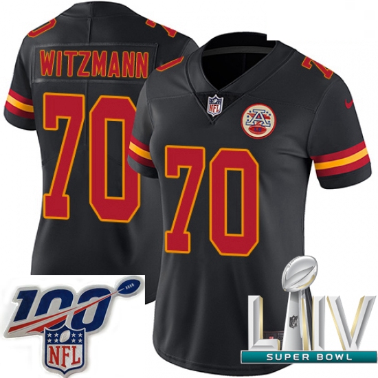 2020 Super Bowl LIV Women Nike Kansas City Chiefs #70 Bryan Witzmann Limited Black Rush Vapor Untouc