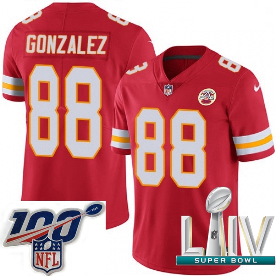 2020 Super Bowl LIV Men Nike Kansas City Chiefs #88 Tony Gonzalez Red Team Color Vapor Untouchable L