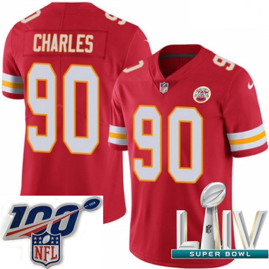 2020 Super Bowl LIV Men Nike Kansas City Chiefs #90 Stefan Charles Red Team Color Vapor Untouchable 