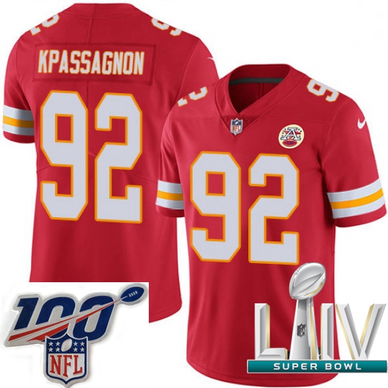 2020 Super Bowl LIV Men Nike Kansas City Chiefs #92 Tanoh Kpassagnon Red Team Color Vapor Untouchabl