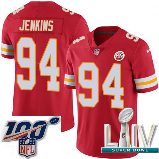 2020 Super Bowl LIV Men Nike Kansas City Chiefs #94 Jarvis Jenkins Red Team Color Vapor Untouchable 