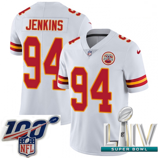 2020 Super Bowl LIV Men Nike Kansas City Chiefs #94 Jarvis Jenkins White Vapor Untouchable Limited P