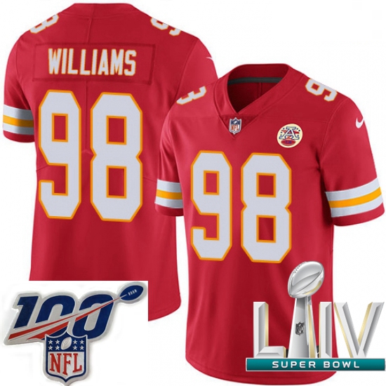 2020 Super Bowl LIV Men Nike Kansas City Chiefs #98 Xavier Williams Red Team Color Vapor Untouchable