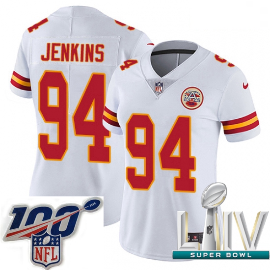 2020 Super Bowl LIV Women Nike Kansas City Chiefs #94 Jarvis Jenkins White Vapor Untouchable Limited