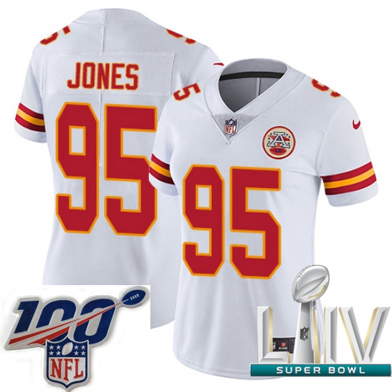 2020 Super Bowl LIV Women Nike Kansas City Chiefs #95 Chris Jones White Vapor Untouchable Limited Pl