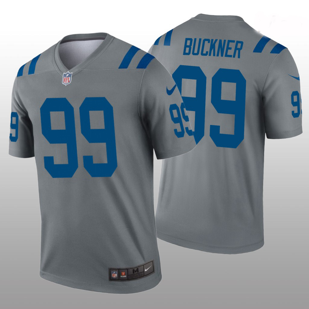 Men Nike Indianapolis Colts 99 Deforest Buckner Nike Gray Inverted Legend Jersey