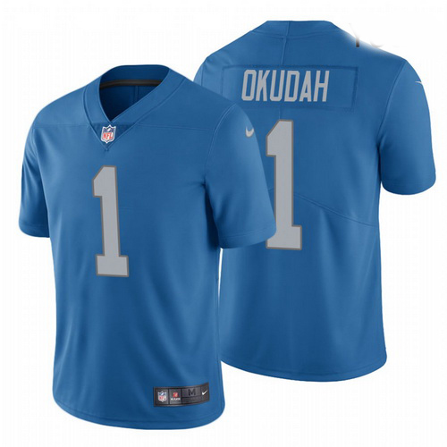 Youth Nike Lions 1 Jeff Okudah Blue Vapor  Jersey 2020 NFL Draft