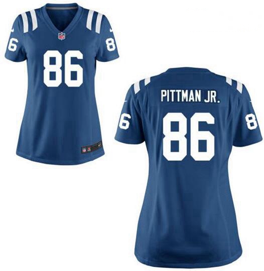 Women Nike Colts 86 Michael Pittman Jr. Blue Vapor Limited Stitched NFL Jersey