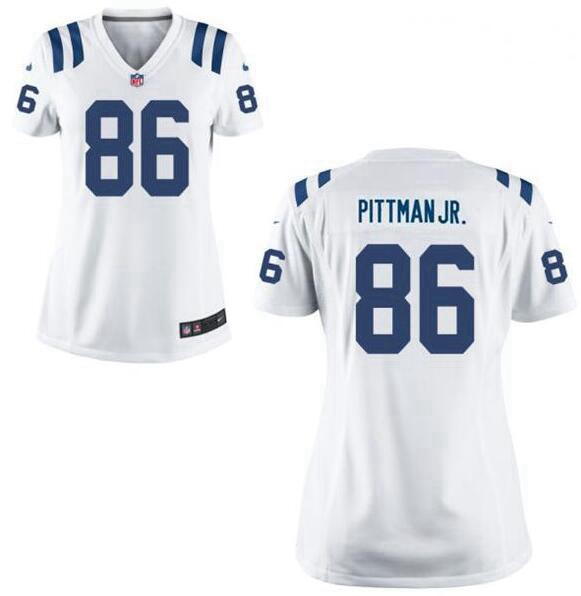 Women Nike Colts 86 Michael Pittman Jr. White Vapor Limited Stitched NFL Jersey