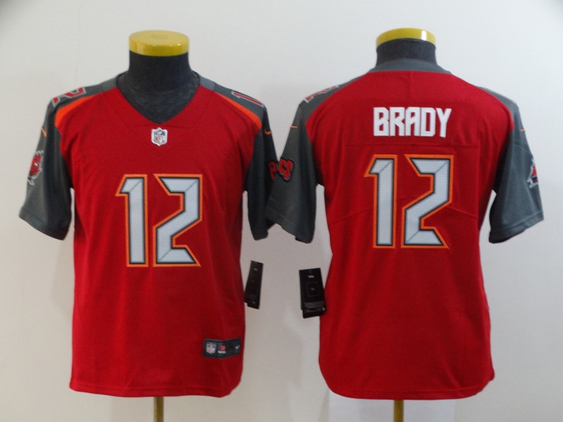 Youth Buccaneers 12 Tom Brady Red Youth Vapor Untouchable Limited Jersey