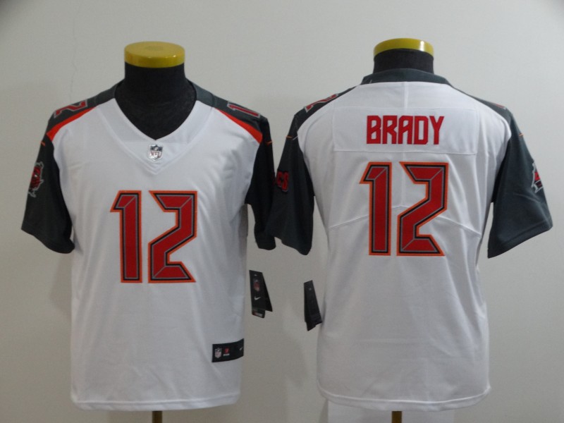 Youth Buccaneers 12 Tom Brady White Youth Vapor Untouchable Limited Jersey