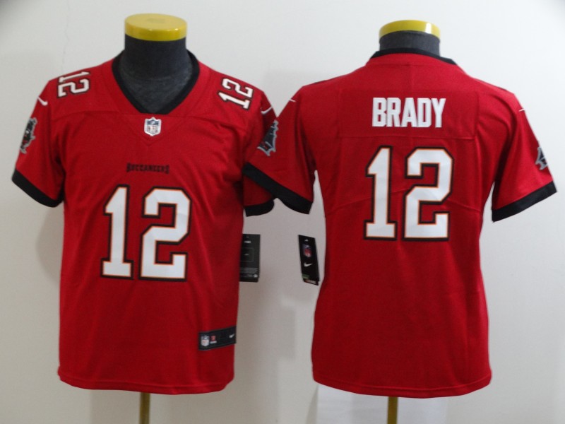 Youth Nike Buccaneers 12 Tom Brady Red Youth New 2020 Vapor Untouchable Limited Jersey