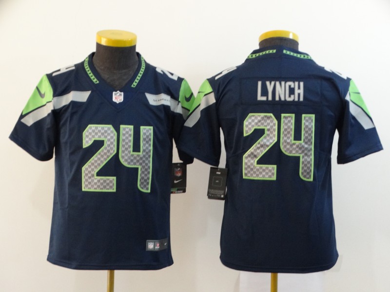 Youth Nike Seahawks 24 Marshawn Lynch Navy Youth Vapor Untouchable Limited Jersey