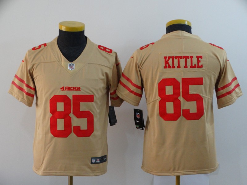 Youth Nike 49ers 85 George Kittle Cream Youth Inverted Legend Limited Jersey