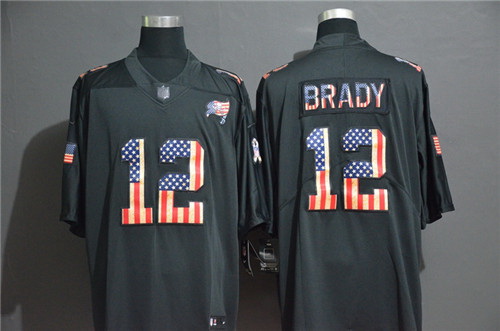 Buccaneers 12 Tom Brady Black USA Flag Fashion Vapor Limited Jersey