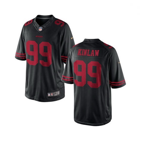 Youth Nike 49ers 99 Javon Kinlaw Black Game Stitched NFL Jersey