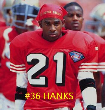 49ERS red throwback 36 Hanks