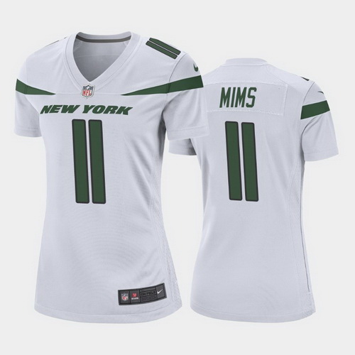 women denzel mims new york jets white game jersey