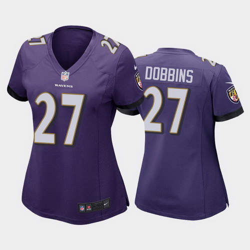 women j.k. dobbins baltimore ravens purple game jersey