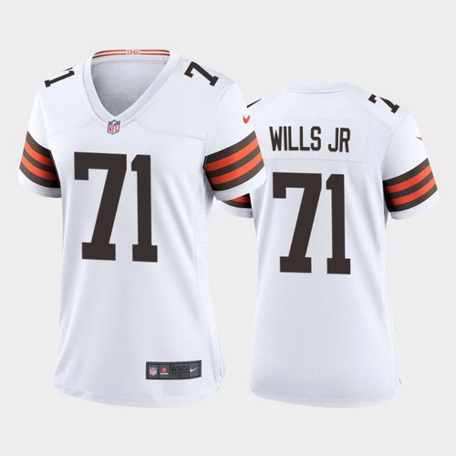 women jedrick wills cleveland browns white game jersey 2020