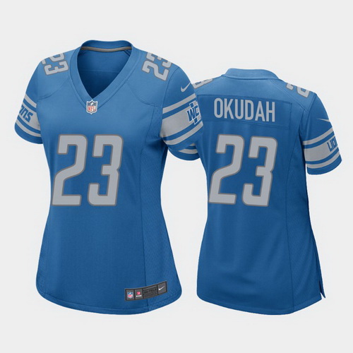 women jeff okudah detroit lions blue game jersey