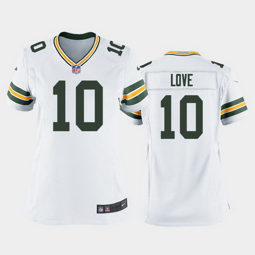 women jordan love green bay packers white game jersey