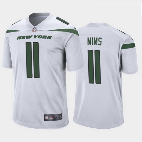 men denzel mims new york jets white game jersey