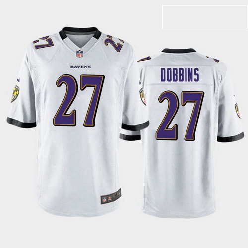 men j.k. dobbins baltimore ravens white game jersey