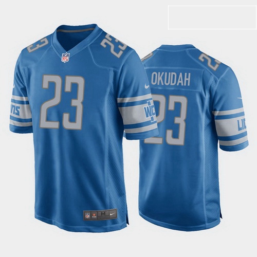 men jeff okudah detroit lions blue game jersey