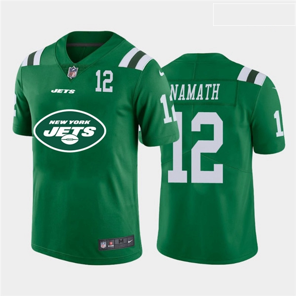 Nike Jets 12 Joe Namath Green Team Big Logo Number Vapor Untouch