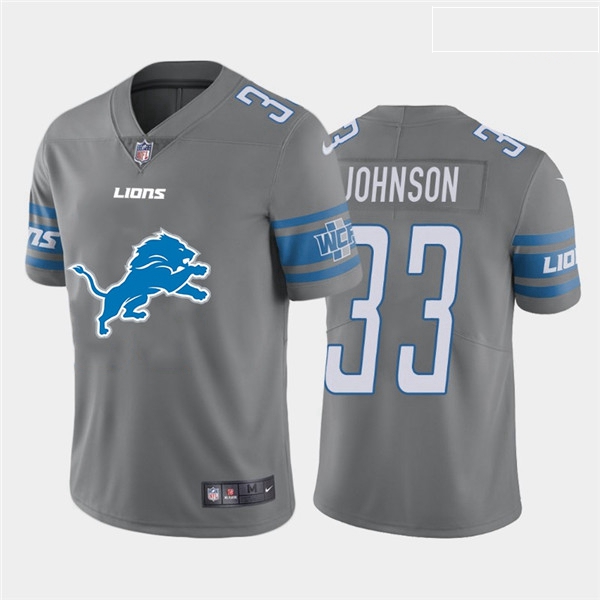 Nike Lions 33 Kerryon Johnson Gray Team Big Logo Vapor Untouchab