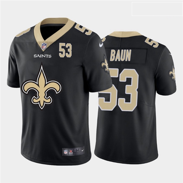 Nike Saints 53 Zack Baun Black Team Big Logo Number Vapor Untouc