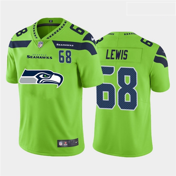 Nike Seahawks 68 Damien Lewis Green Team Big Logo Number Vapor Untouchable Limited Jersey