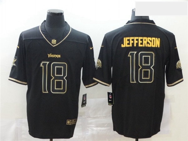 Nike Vikings 18 Justin Jefferson Black Gold Vapor Untouchable Limited Jersey