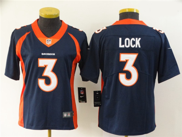 Women Nike Broncos 3 Drew Lock Navy Women Vapor Untouchable Limited Jersey