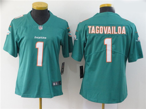 Women Nike Dolphins 1 Tua Tagovailoa Aqua Women 2020 NFL Draft F