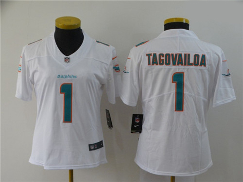 Women Nike Dolphins 1 Tua Tagovailoa White Women 2020 NFL Draft First Round Pick Vapor Untouchable L