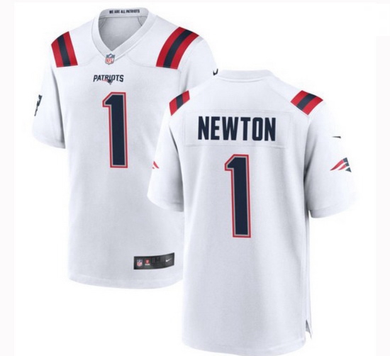 Men New England Patriots 1 Cam Newton Nike White Vapor Untouchab