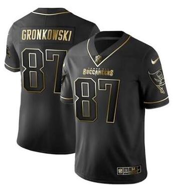 Men Tampa Bay Buccaneers #87 Rob Gronkowski Nike Pewter Golden Edition Vapor Limited Jersey