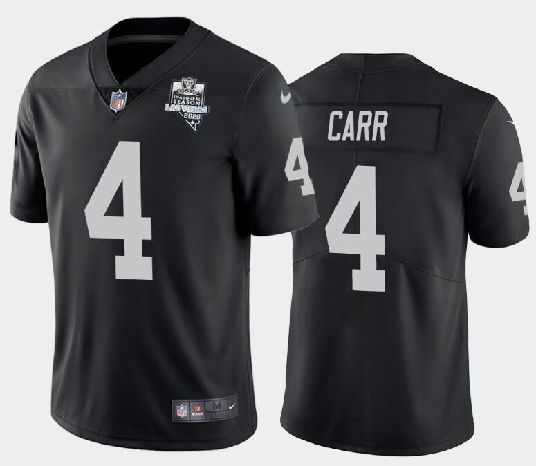 Men's Oakland Raiders Black #4 Derek Carr 2020 Inaugural Season Vapor Limited Stitched NFL Jersey