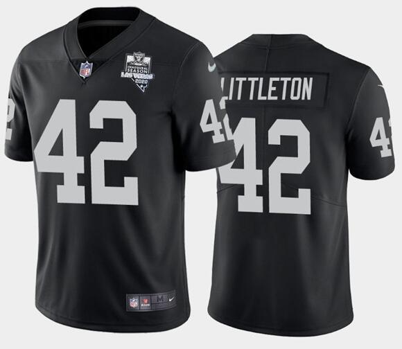 Men's Oakland Raiders Black #42 Cory Littleton 2020 Inaugural Season Vapor Limited Stitched NFL Jers