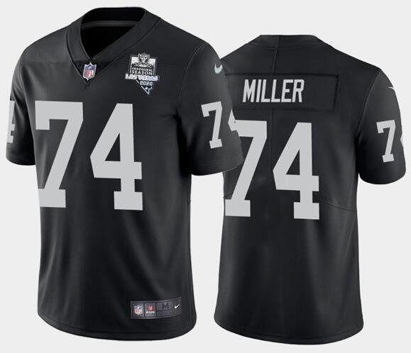 Men's Oakland Raiders Black #74 Kolton Miller 2020 Inaugural Season Vapor Limited Stitched NFL Jerse