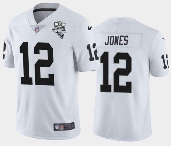 Men's Oakland Raiders White #12 Zay Jones 2020 Inaugural Season Vapor Limited Stitched NFL Jersey