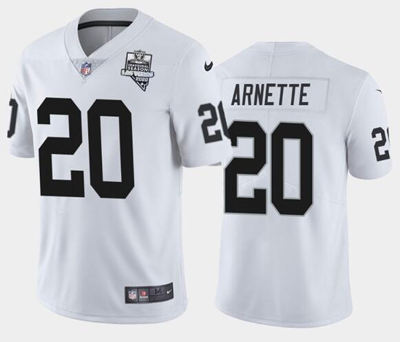 Men's Oakland Raiders White #20 Damon Arnette 2020 Inaugural Season Vapor Limited Stitched NFL Jerse