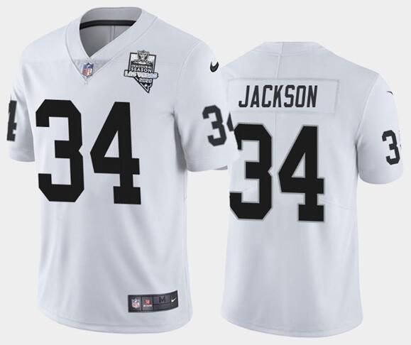 Men's Oakland Raiders White #34 Bo Jackson 2020 Inaugural Season