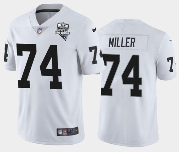 Men's Oakland Raiders White #74 Kolton Miller 2020 Inaugural Season Vapor Limited Stitched NFL Jerse