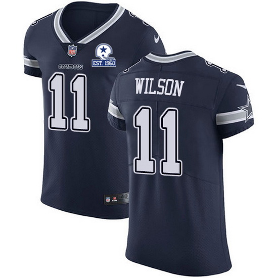 Nike Cowboys 11 Cedrick Wilson Navy Blue Team Color Men Stitched With Established In 1960 Patch NFL 