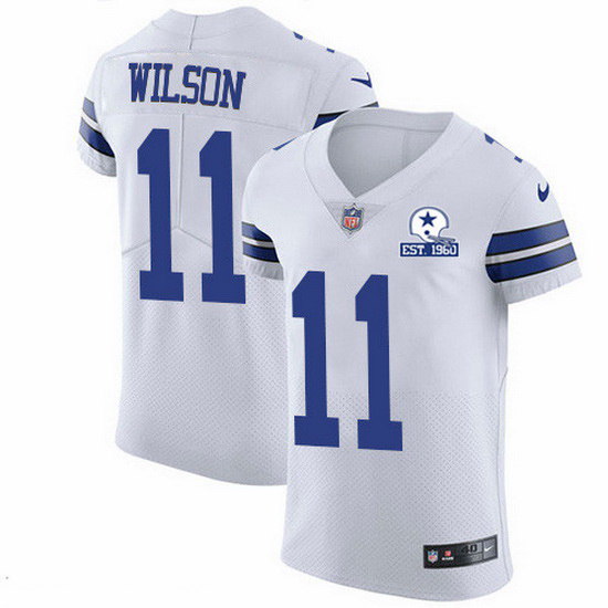 Nike Cowboys 11 Cedrick Wilson White Men Stitched With Established In 1960 Patch NFL New Elite Jerse